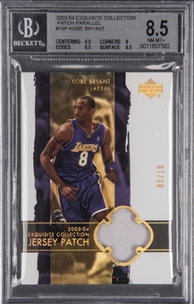 2003-04 UD "Exquisite Collection" Patch Parallel #15P Kobe Bryant Patch Card (#03/10) - BGS NM-MT+ 8.5